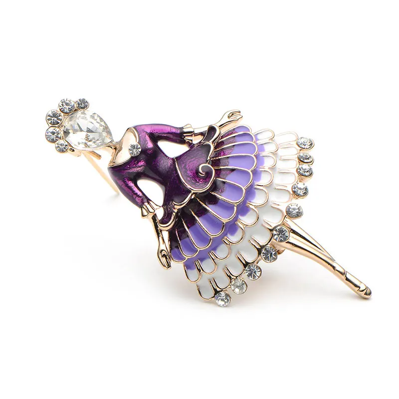 Red Enamel Princess Fairy Brooch Ballet Girl Banquet Dress Suits Scarf Women Brooches Pin Size 5.7*3.4CM 14