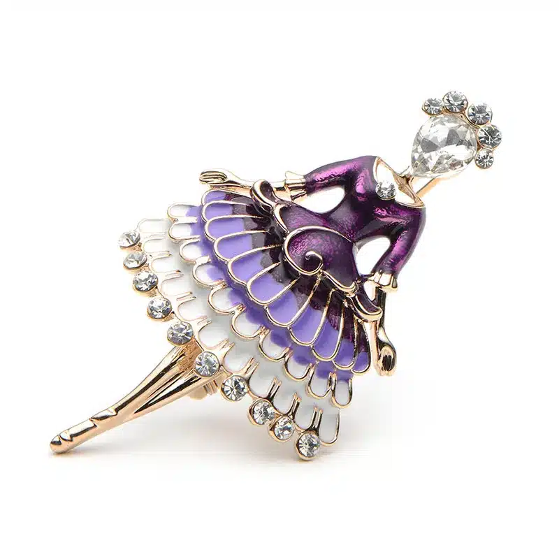 Red Enamel Princess Fairy Brooch Ballet Girl Banquet Dress Suits Scarf Women Brooches Pin Size 5.7*3.4CM 15