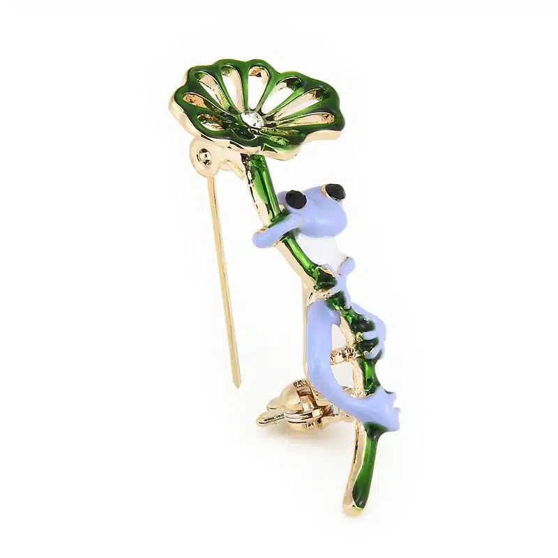 Wuli&baby Classic Purple Green Frog Leaf Brooches Alloy Animal Women's Party Banquet Brooch Girls' Hats Scarf Accessories Gifts 15