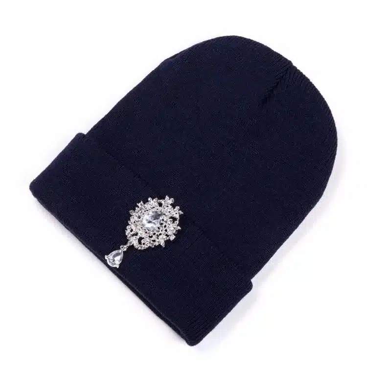 Ralferty 2018 New Winter Hats For Women Warm Knitted Luxury Flower Crystal Beanies Hat Female Skullies Caps Gorras Gorros 4
