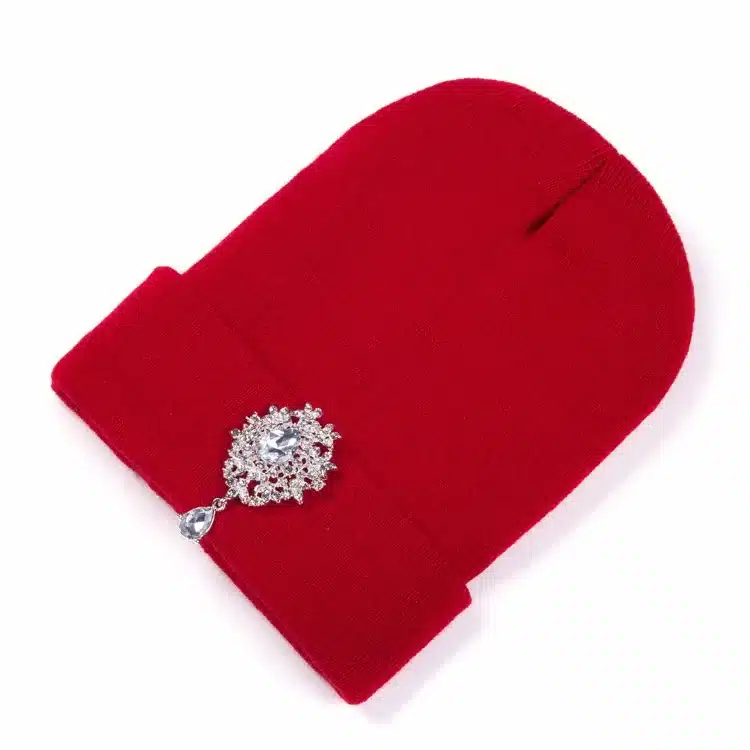 Ralferty 2018 New Winter Hats For Women Warm Knitted Luxury Flower Crystal Beanies Hat Female Skullies Caps Gorras Gorros 5