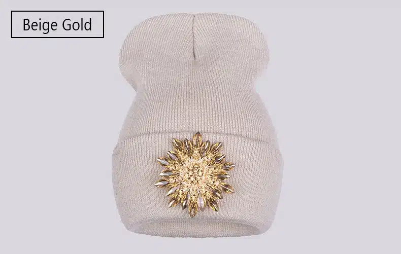 Ralferty 2018 Winter Hats For Women Knitted Luxury Flower Crystal Beanies Hat Female Skullies Caps Black Streetwear Gorras Gorro 10