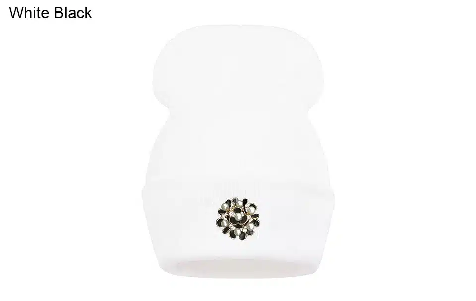 Ralferty Winter Hats For Women Flower Beanies Skullies Female bonnet femme gorros cappelli Cap Beanie gorra Black Acrylic Hat 3