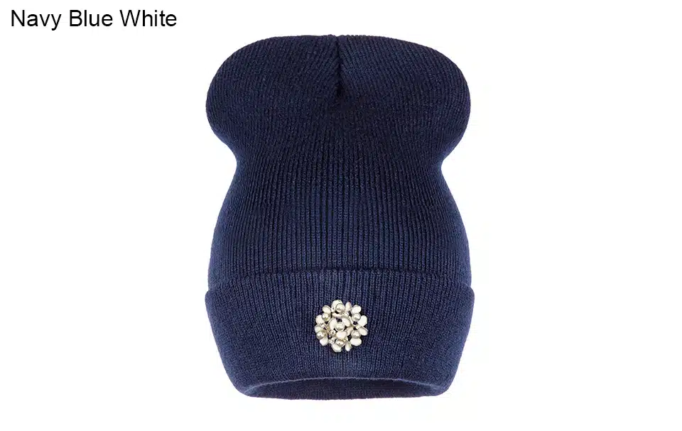 Ralferty Winter Hats For Women Flower Beanies Skullies Female bonnet femme gorros cappelli Cap Beanie gorra Black Acrylic Hat 4