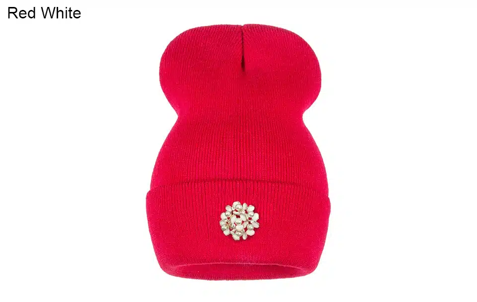 Ralferty Winter Hats For Women Flower Beanies Skullies Female bonnet femme gorros cappelli Cap Beanie gorra Black Acrylic Hat 10