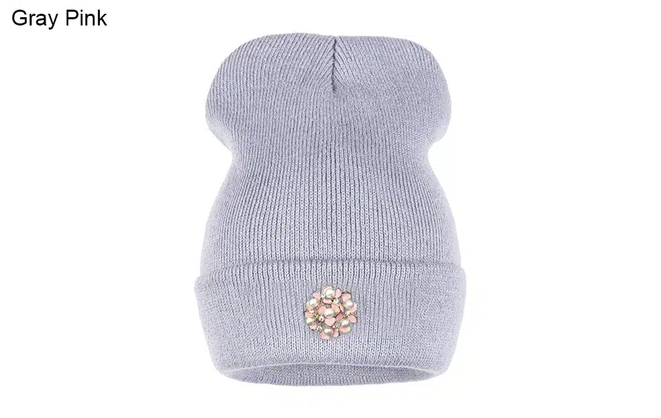 Ralferty Winter Hats For Women Flower Beanies Skullies Female bonnet femme gorros cappelli Cap Beanie gorra Black Acrylic Hat 14