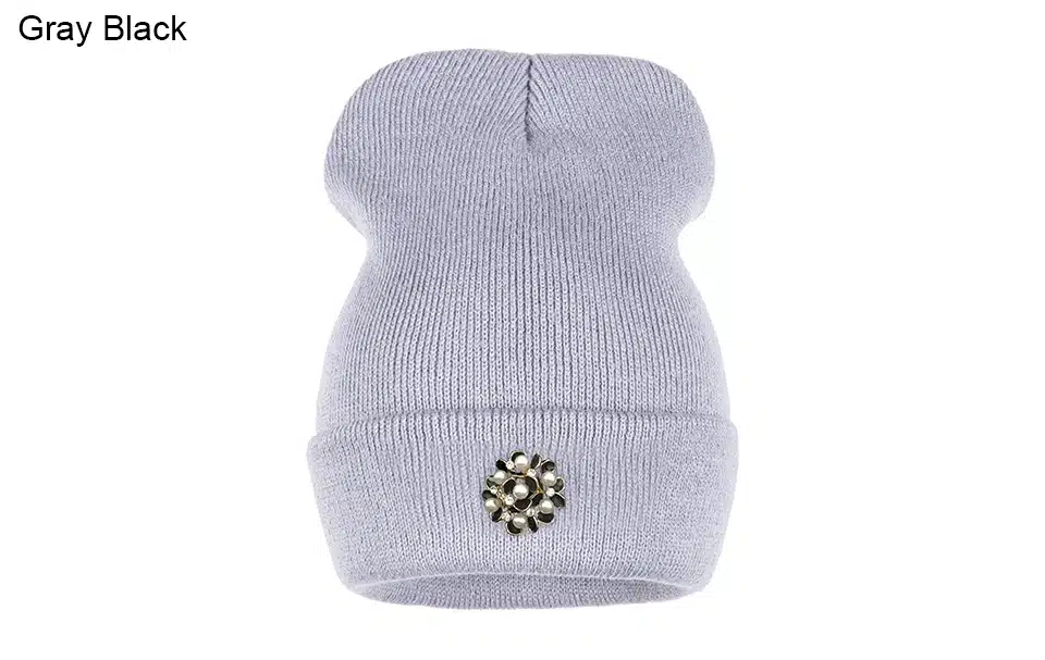 Ralferty Winter Hats For Women Flower Beanies Skullies Female bonnet femme gorros cappelli Cap Beanie gorra Black Acrylic Hat 15