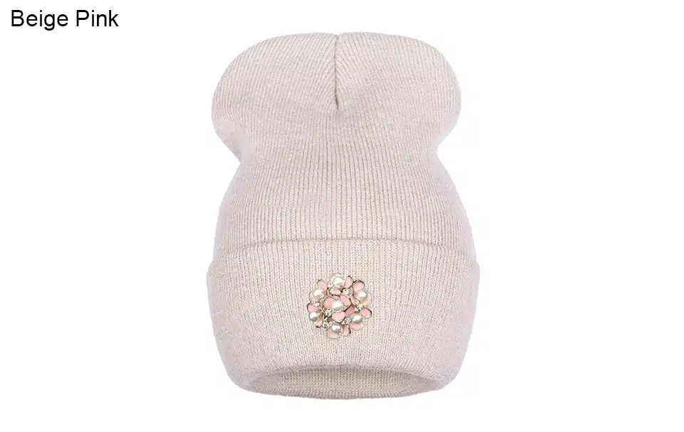 Ralferty Winter Hats For Women Flower Beanies Skullies Female bonnet femme gorros cappelli Cap Beanie gorra Black Acrylic Hat 17