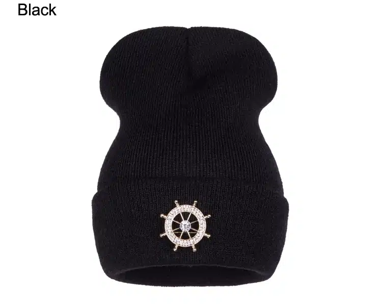 Ralferty 2017 Rudder Decorated Women's Winter Hat Brand Female Skullies Beanies Knitted Hats For Woman Caps Black White gorras 1