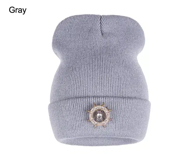 Ralferty 2017 Rudder Decorated Women's Winter Hat Brand Female Skullies Beanies Knitted Hats For Woman Caps Black White gorras 2