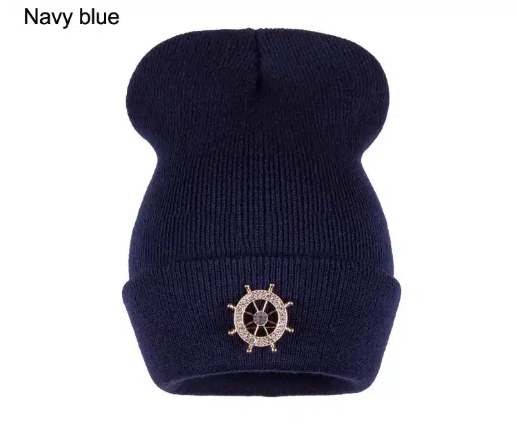 Ralferty 2017 Rudder Decorated Women's Winter Hat Brand Female Skullies Beanies Knitted Hats For Woman Caps Black White gorras 3