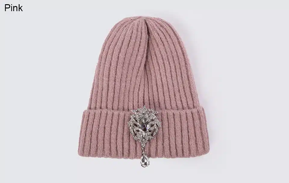 Ralferty Knitted Winter Hat Women Skullies Beanies Ladies Luxury Crystal Hats Cap Autumn Warm Skull beanie Black bonnet femme 2