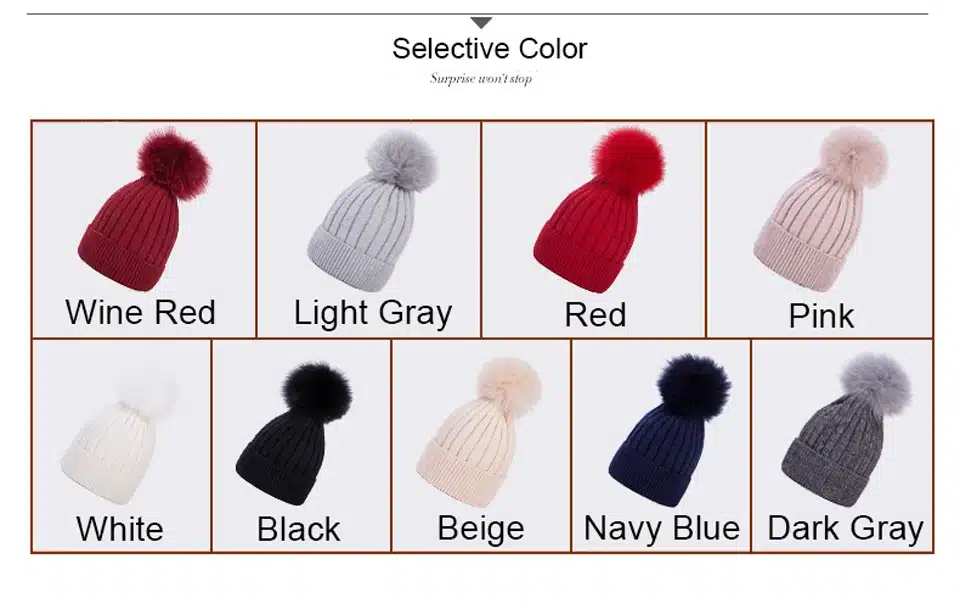 Ralferty Warm Winter Hat For Women Beanie Knitted Rabbit Hats Real Fox Fur Pompom Skullies Pom Pom Cap Ski bonnet femme gorros 7
