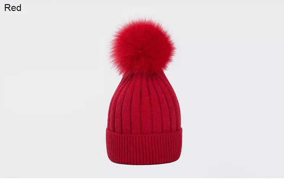 Ralferty Warm Winter Hat For Women Beanie Knitted Rabbit Hats Real Fox Fur Pompom Skullies Pom Pom Cap Ski bonnet femme gorros 11