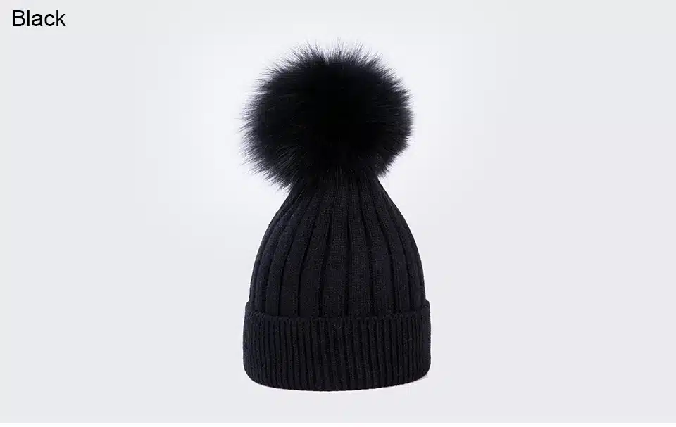 Ralferty Warm Winter Hat For Women Beanie Knitted Rabbit Hats Real Fox Fur Pompom Skullies Pom Pom Cap Ski bonnet femme gorros 14