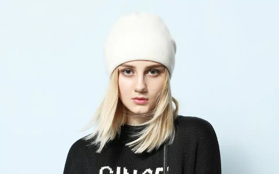 Ralferty High Quality Rabbit Knitted Hats For Women Winter Warm Solid Color Hat Female Skully Beanies White ski Bonnet Femme 1