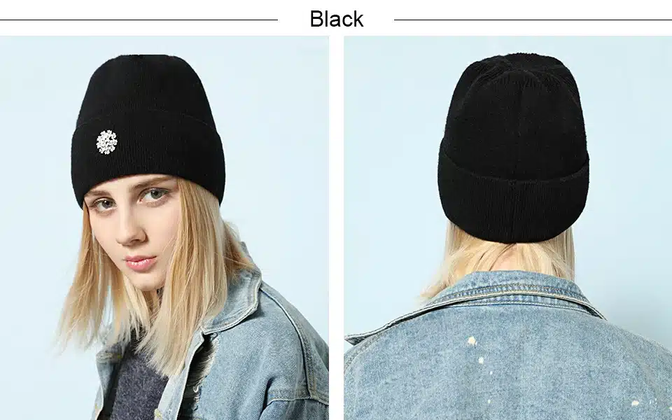 Ralferty 2018 Winter Knitting Rabbit Acrylic Beanies Hats for Women Gorros Bonnets Caps Woman's Hat Floral Decorate Skullies 2