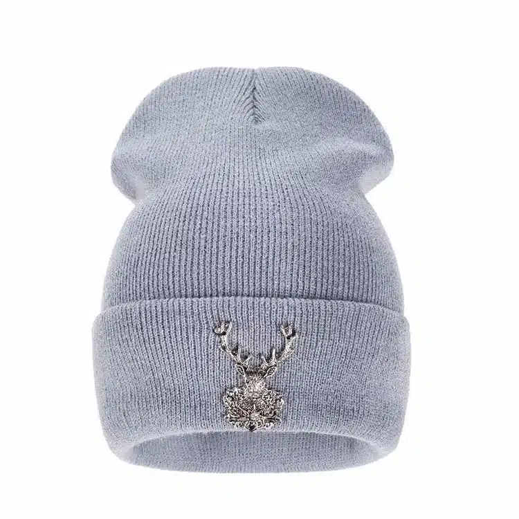 Ralferty 2017 New Knitting Winter Acrylic Brand Skullies Beanies Hip Hop Warm Hats Metal Fawn Decorate Caps For Women Christmas 1