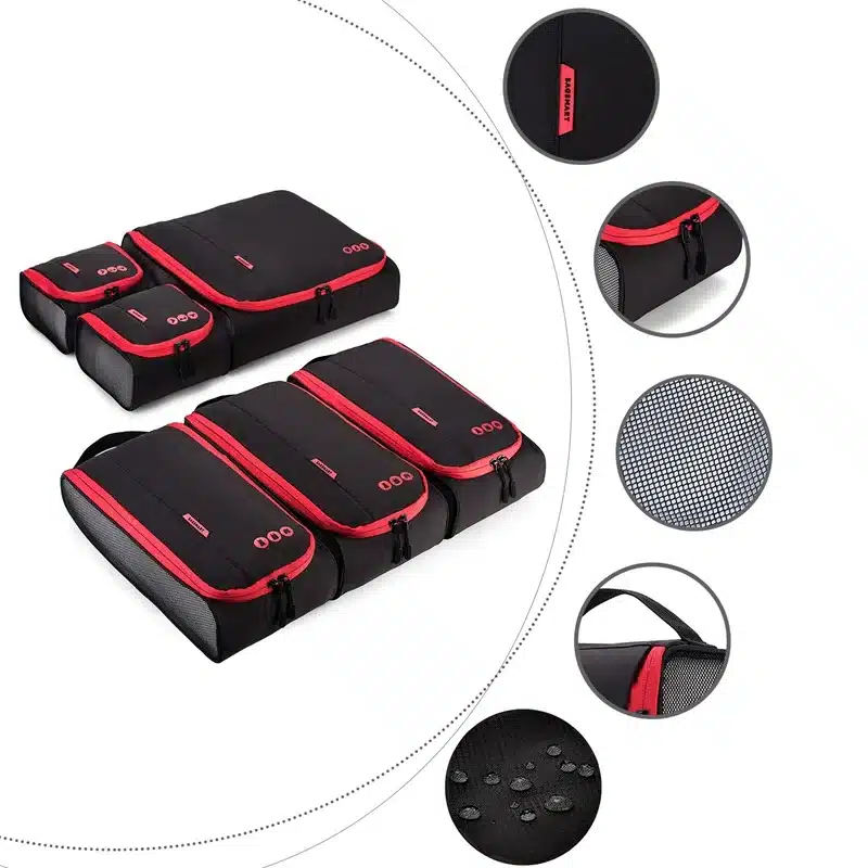 BAGSMART New Breathable Travel Accessories 6 Set Packing Cubes Luggage Packing Organizers Bag Fit 24" Carry on Suitcase 42