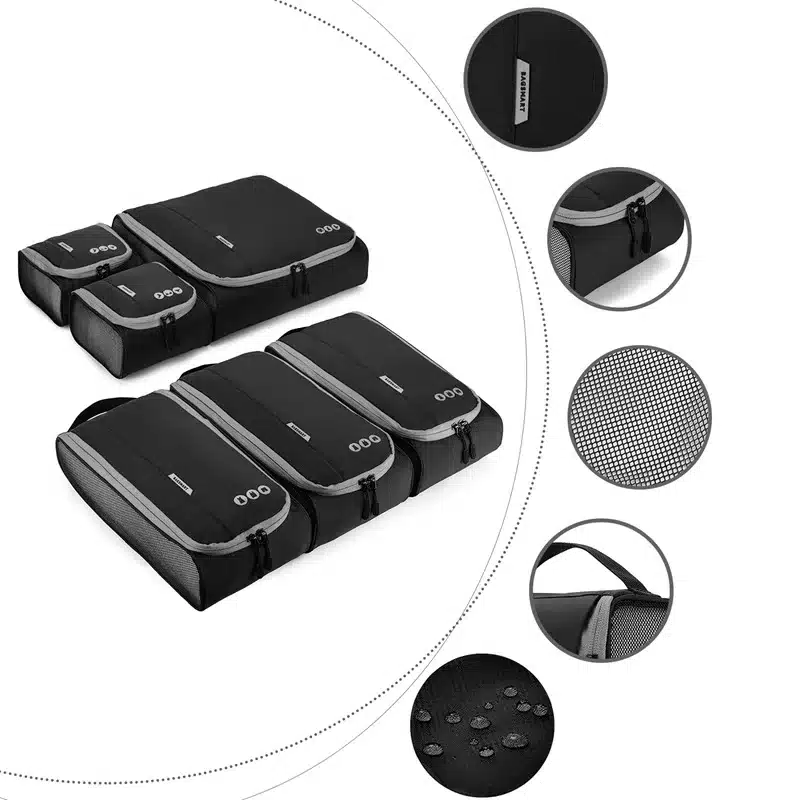 BAGSMART New Breathable Travel Accessories 6 Set Packing Cubes Luggage Packing Organizers Bag Fit 24" Carry on Suitcase 110