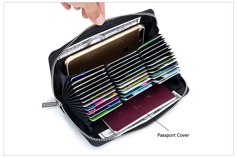 Leather RFID Blocking Credit Card Holder Men Anti Theft Travel Passport Long Wallet Women Business ID Holder 36 Cards Purse 11
