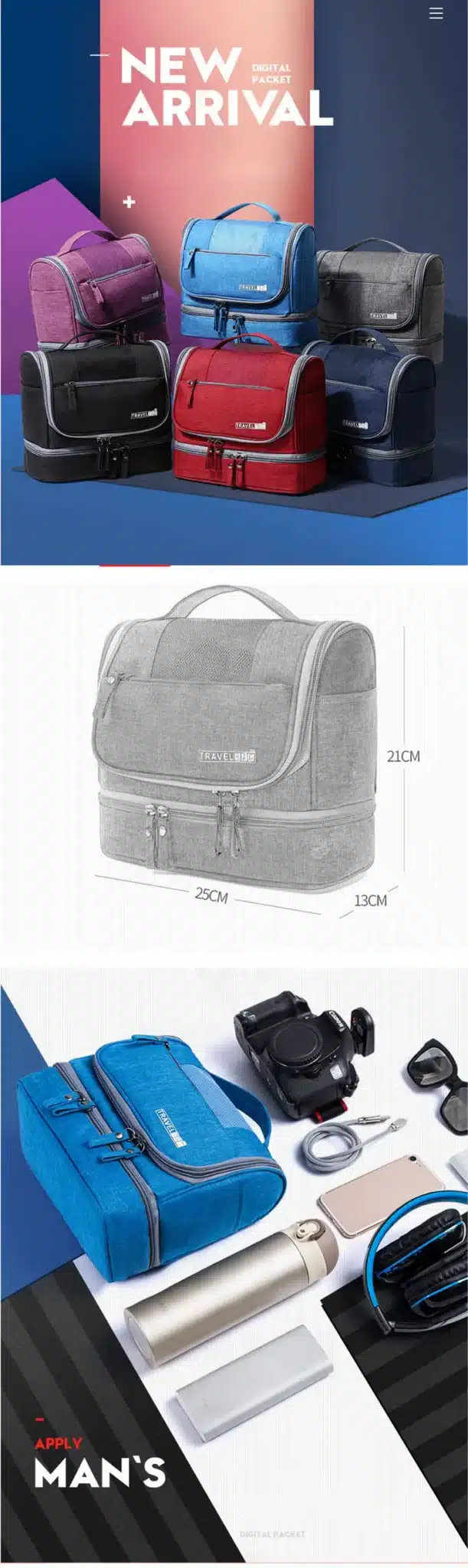 Waterproof Double Layer Travel Toiletry Kit for Men Women Portable Makeup Pouch Cosmetic Bags Beauty Bag Organizer Carry On Case 9