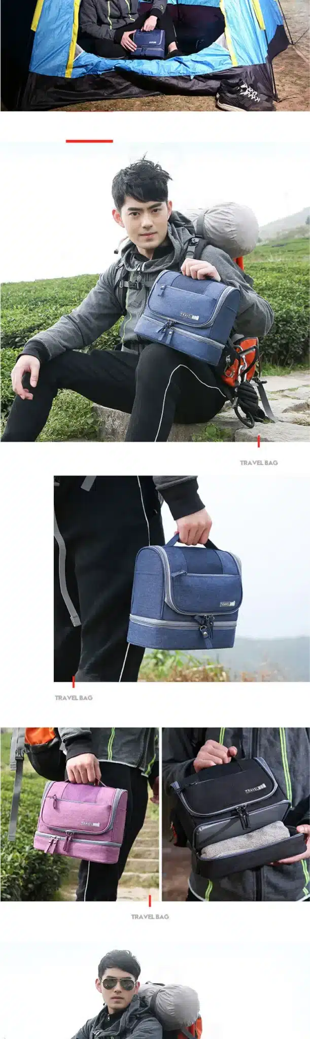 Waterproof Double Layer Travel Toiletry Kit for Men Women Portable Makeup Pouch Cosmetic Bags Beauty Bag Organizer Carry On Case 12