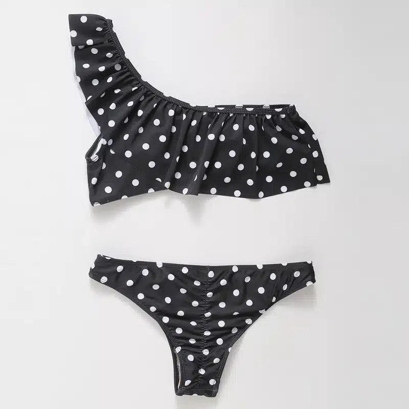 INGAGA Bikinis 2019 One Shoulder Swimsuit Ruffle Swimwear Women Solid Swimming Suit for Women Sexy biquini Beachwear 24