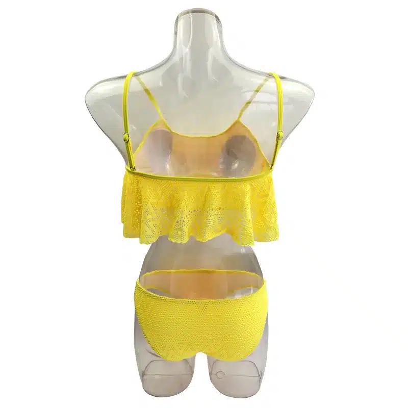 Push Up New 2018 Simple Solid Color Bikini Set Sexy Low Waist Beach Swimwear Women Lace Up Flounce Summer Brazilian Swimsuit 18
