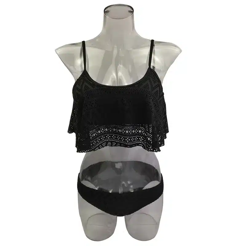 Push Up New 2018 Simple Solid Color Bikini Set Sexy Low Waist Beach Swimwear Women Lace Up Flounce Summer Brazilian Swimsuit 22