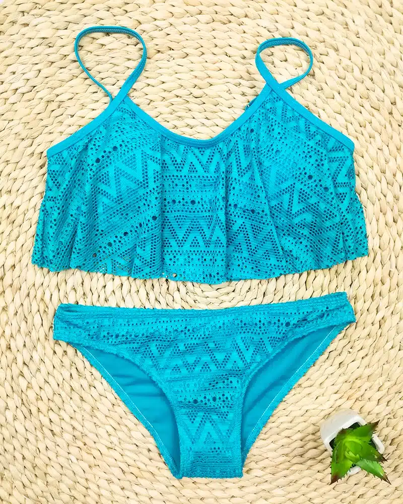 Push Up New 2018 Simple Solid Color Bikini Set Sexy Low Waist Beach Swimwear Women Lace Up Flounce Summer Brazilian Swimsuit 31