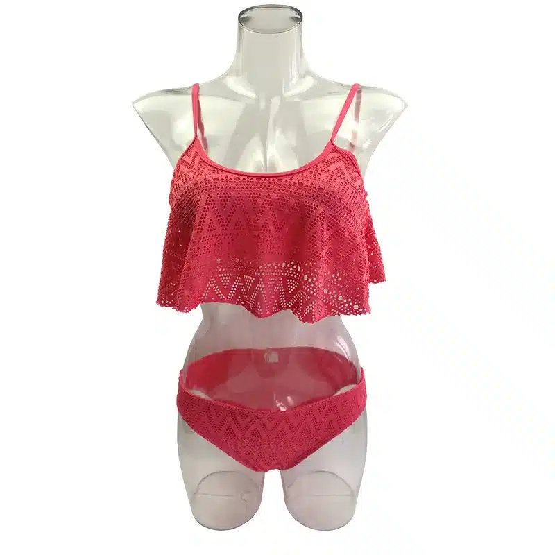 Push Up New 2018 Simple Solid Color Bikini Set Sexy Low Waist Beach Swimwear Women Lace Up Flounce Summer Brazilian Swimsuit 34