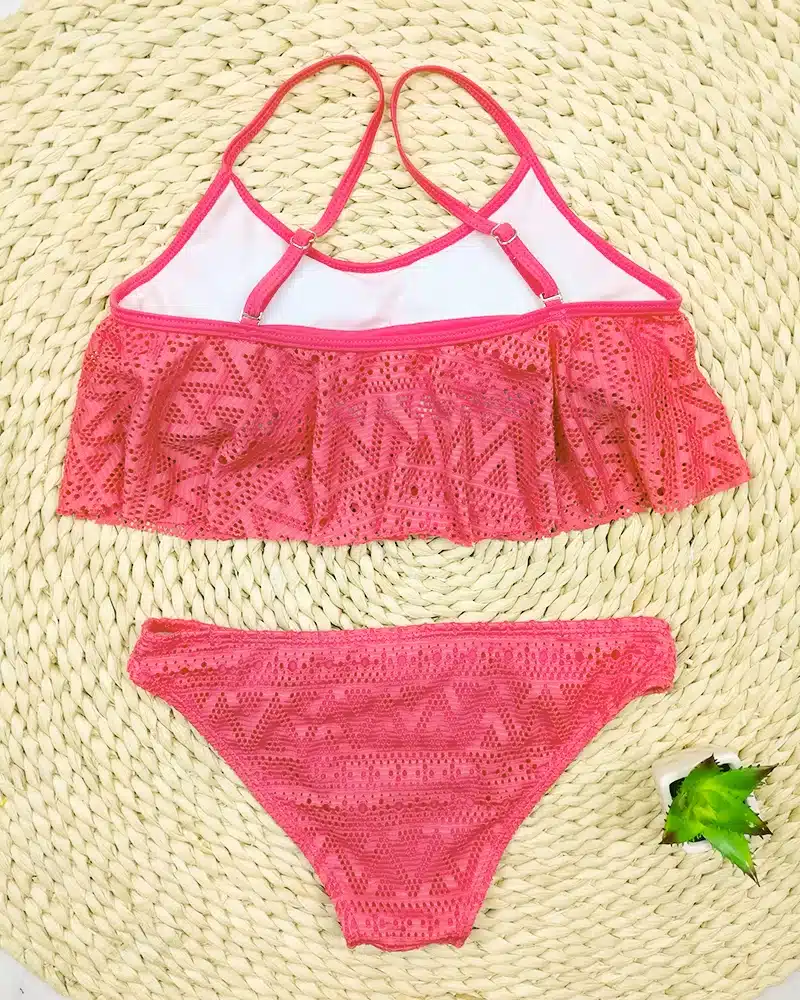 Push Up New 2018 Simple Solid Color Bikini Set Sexy Low Waist Beach Swimwear Women Lace Up Flounce Summer Brazilian Swimsuit 38