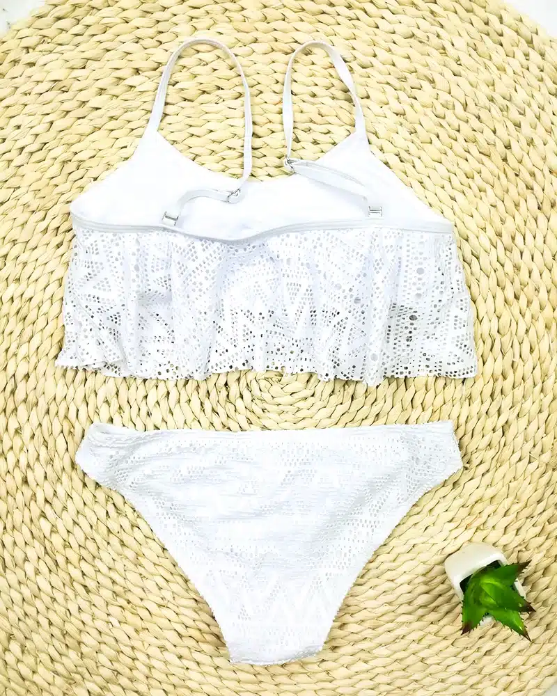 Push Up New 2018 Simple Solid Color Bikini Set Sexy Low Waist Beach Swimwear Women Lace Up Flounce Summer Brazilian Swimsuit 44