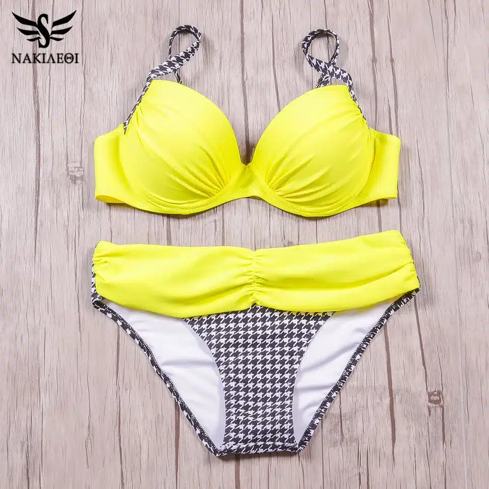 NAKIAEOI Sexy Bikinis Women Swimsuit 2018 Summer Low Waisted Bathing Suits Halter Top Push Up Bikini Set Plus Size Swimwear XXL 18
