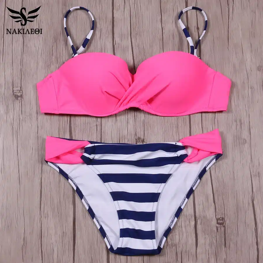 NAKIAEOI Sexy Bikinis Women Swimsuit 2018 Summer Low Waisted Bathing Suits Halter Top Push Up Bikini Set Plus Size Swimwear XXL 24