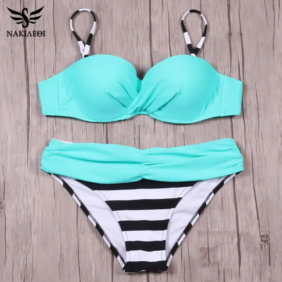NAKIAEOI Sexy Bikinis Women Swimsuit 2018 Summer Low Waisted Bathing Suits Halter Top Push Up Bikini Set Plus Size Swimwear XXL 26