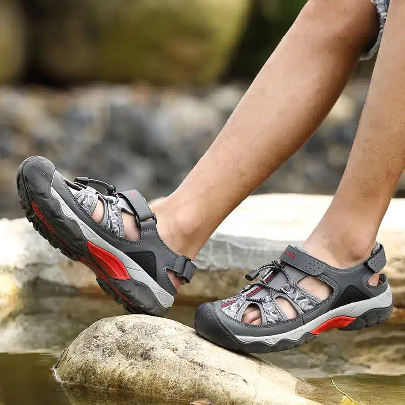 Summer Pu Leather Sandals For Men Rubber Outdoor Men Beach Shoes Anti-Slip Trekking Sandals Weight Light Male Hiking Sandals 11