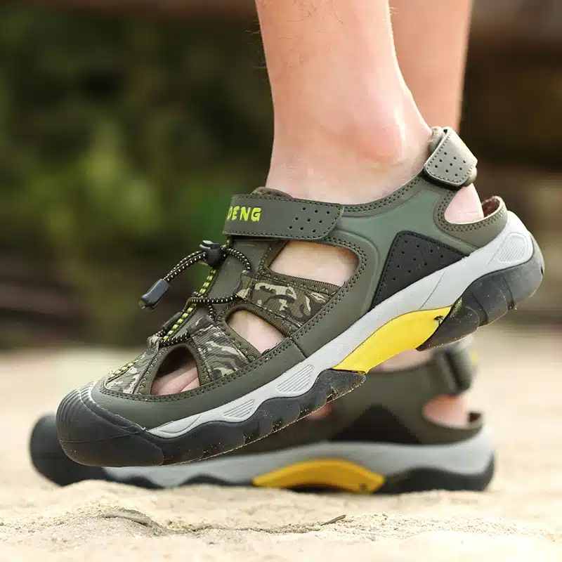 Summer Pu Leather Sandals For Men Rubber Outdoor Men Beach Shoes Anti-Slip Trekking Sandals Weight Light Male Hiking Sandals 12