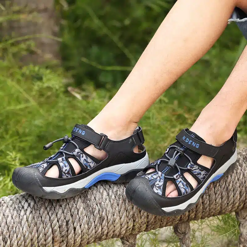Summer Pu Leather Sandals For Men Rubber Outdoor Men Beach Shoes Anti-Slip Trekking Sandals Weight Light Male Hiking Sandals 14