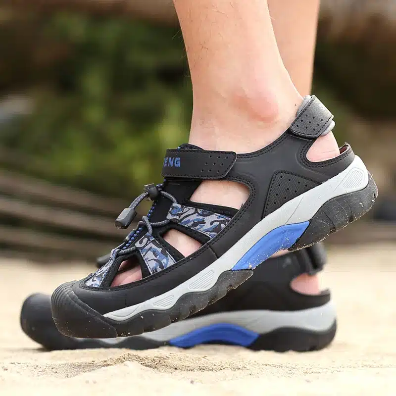 Summer Pu Leather Sandals For Men Rubber Outdoor Men Beach Shoes Anti-Slip Trekking Sandals Weight Light Male Hiking Sandals 15