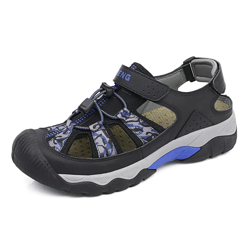 Summer Pu Leather Sandals For Men Rubber Outdoor Men Beach Shoes Anti-Slip Trekking Sandals Weight Light Male Hiking Sandals 17