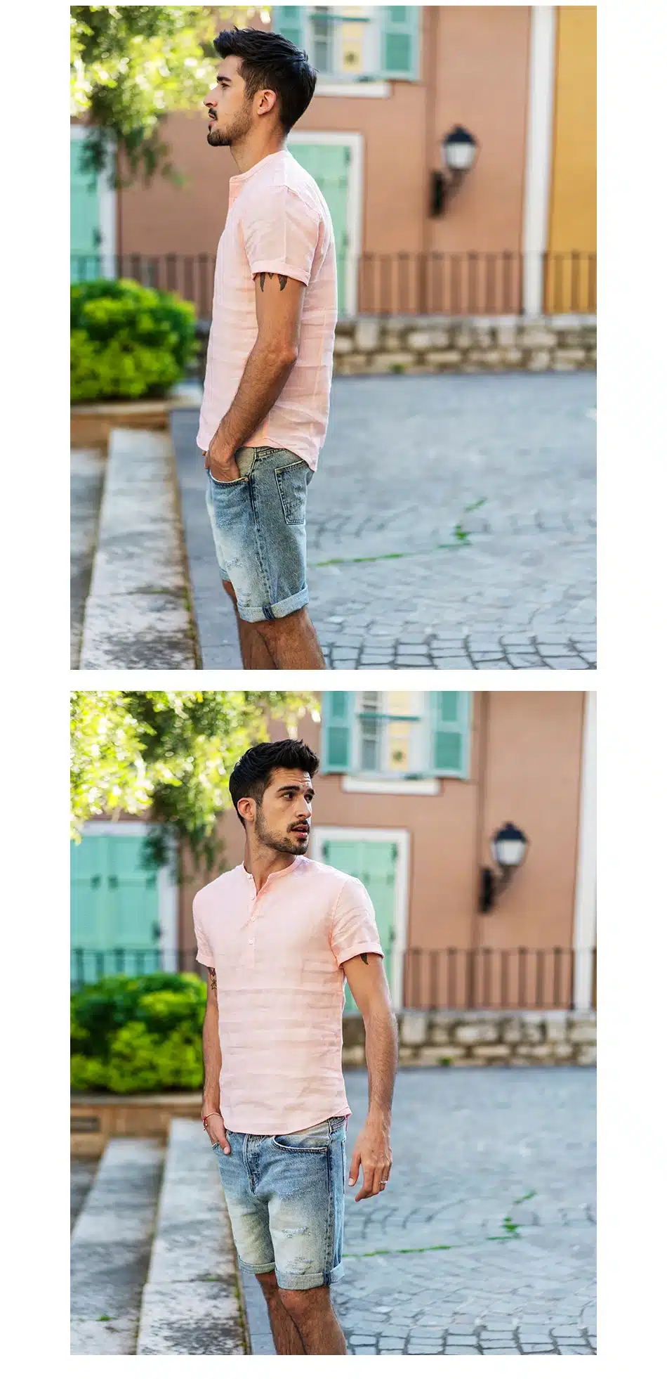 Simwood 2019 New Arrival Summer Short-sleeved Shirts Men 100% Linen White Solid Color Slim Fit Plus Size Collarless Tops CS1534 23
