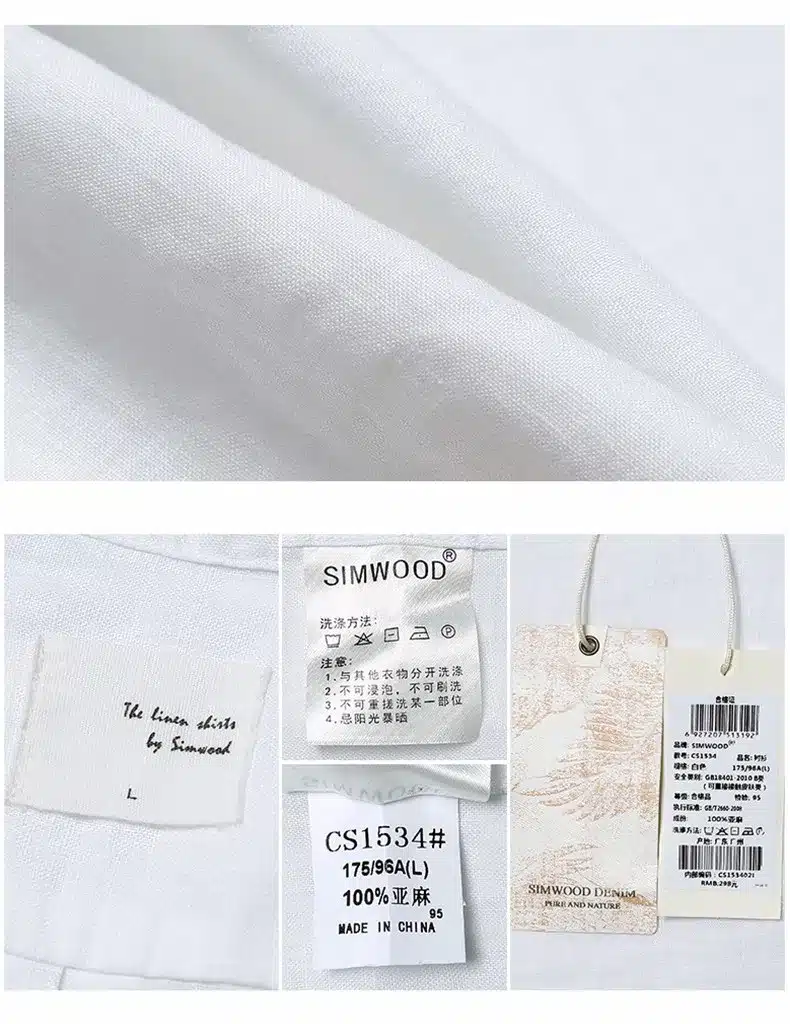 Simwood 2019 New Arrival Summer Short-sleeved Shirts Men 100% Linen White Solid Color Slim Fit Plus Size Collarless Tops CS1534 35