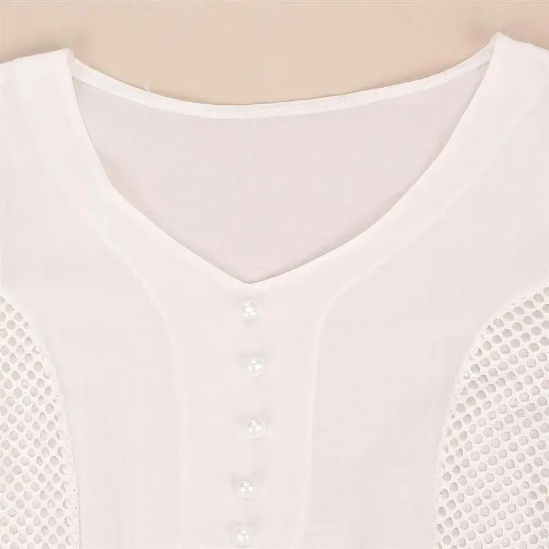 ZANZEA Plus Size Women Lace Blouse White Shirts 2019 Summer Autumn V-neck 3/4 Sleeve Hollow Casual Chiffon Tops Blusa Femininas 19