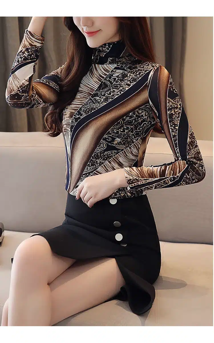 Autumn Plus Size 3XL Long Sleeve Shirt Women Fashion Woman Blouses 2019 Print Lace Blouse Womens Tops and Blouses Blusas 1085 40 45