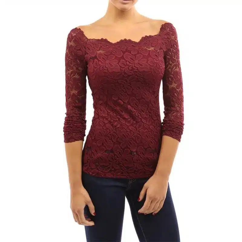 Fashion Woman Blouses 2019 Summer Women Blouses Off Shoulder White Lace Blouse Chiffon Long Sleeve Women Shirts 16