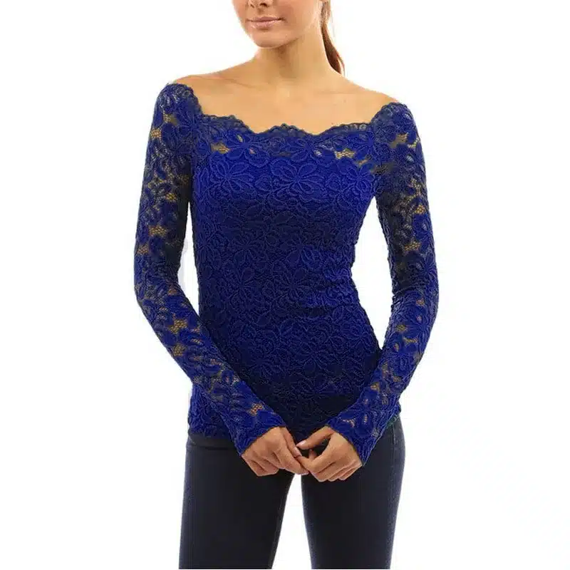 Fashion Woman Blouses 2019 Summer Women Blouses Off Shoulder White Lace Blouse Chiffon Long Sleeve Women Shirts 19
