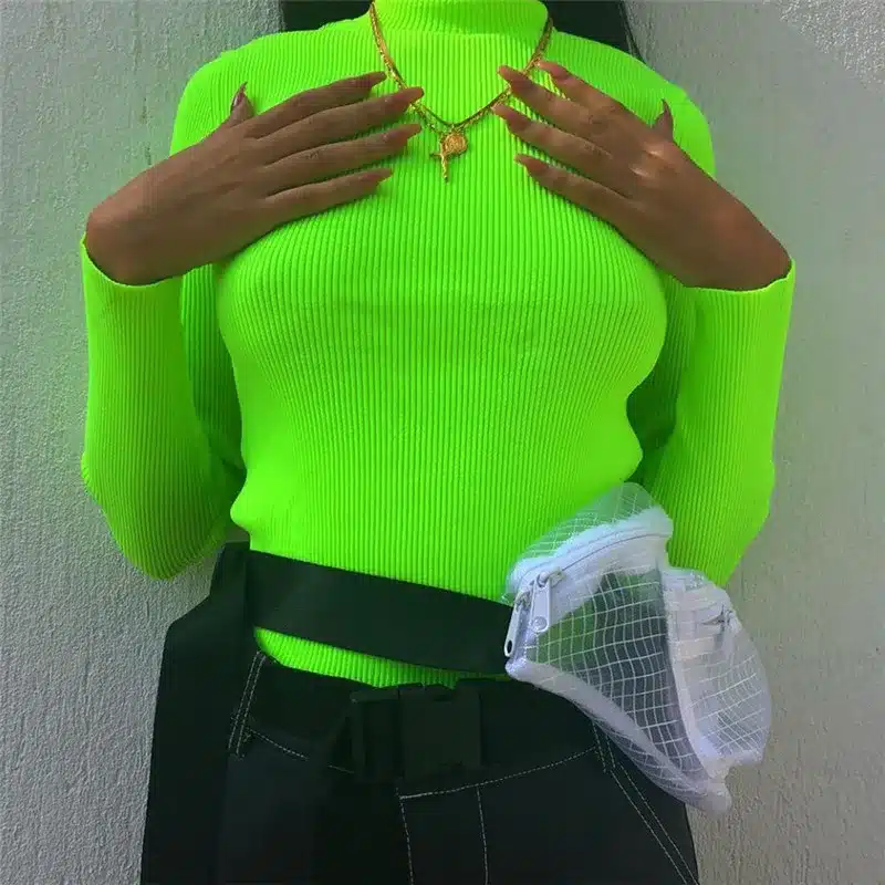 Ahagaga 2019 Spring Tees T-shirt Women Tops Fashion Solid Green Red Regular Long Sleeve Casual Women T-shirts Top Blusas Female 8