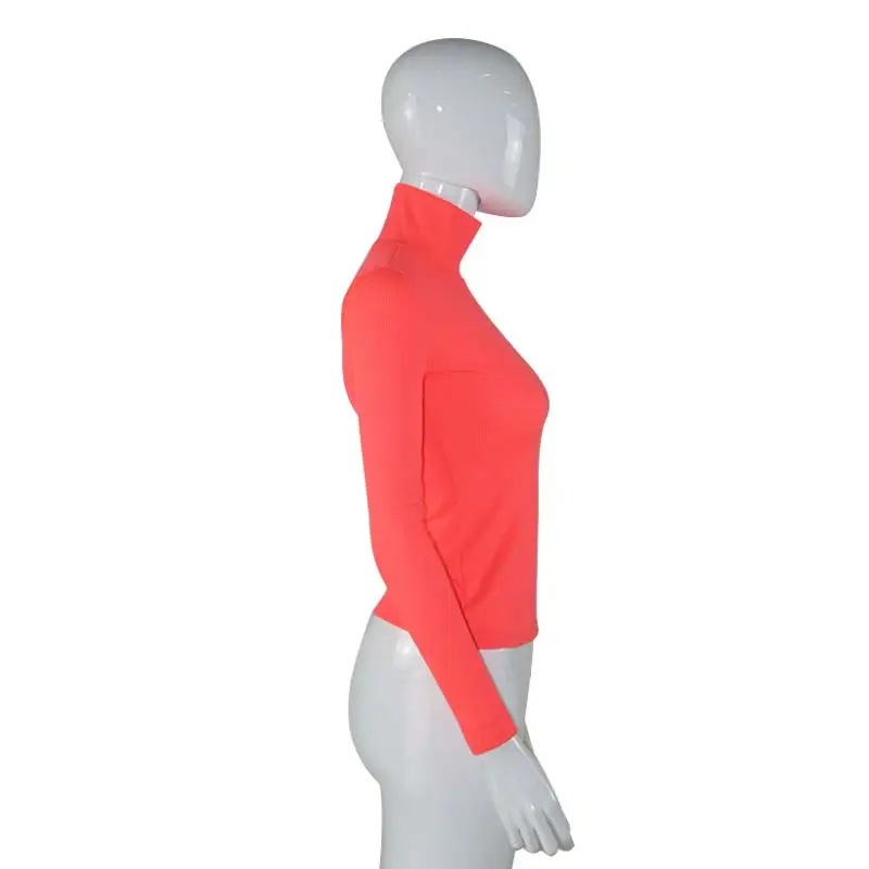 Ahagaga 2019 Spring Tees T-shirt Women Tops Fashion Solid Green Red Regular Long Sleeve Casual Women T-shirts Top Blusas Female 16